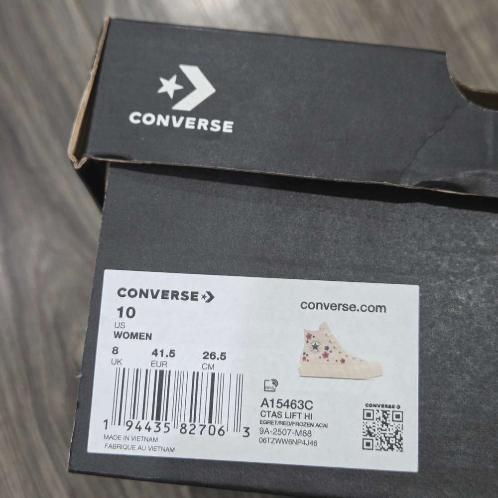 Converse Chuck Taylor Lift Platform Sneakers 10 Embroidered Flowers High Top - Picture 12 of 12